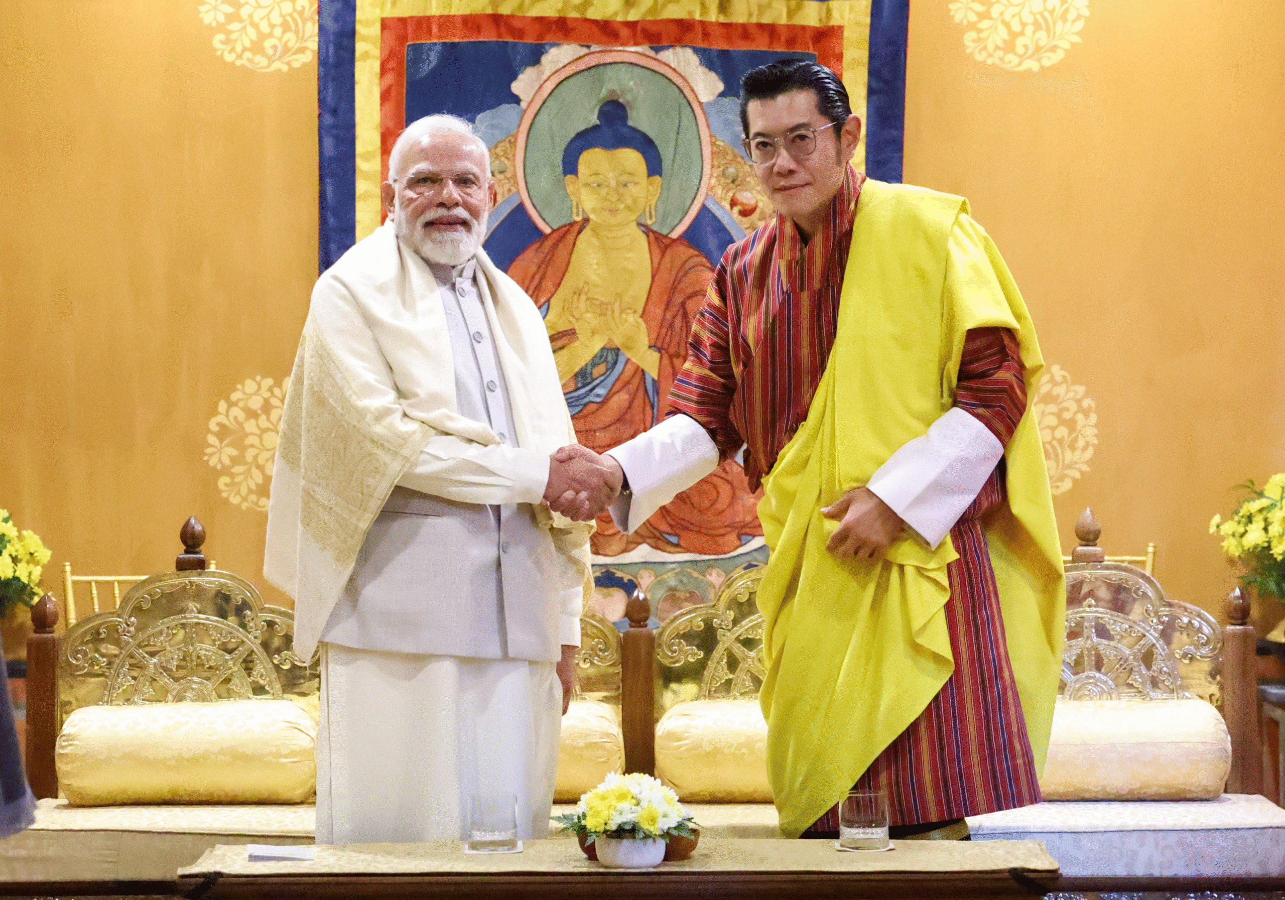 India-Bhutan relations, Global Peace Prayer Festival, His Majesty the Fourth King of Bhutan, Bhutan renewable energy, Hydropower projects in Bhutan, World peace initiatives, Bhutan-India partnership, Carbon-negative Bhutan, Sustainable development Bhutan, Bhutan infrastructure projects,